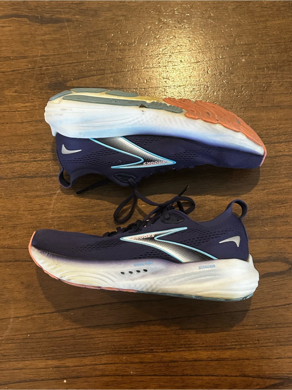 Brooks Glycerin 22 Womens 9.5B Running Shoes Navy Blue Athletic